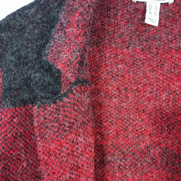 Denim and Co Plaid Soft Blazer Style Topper Collar Pockets Red Black Size Large - Picture 8 of 13